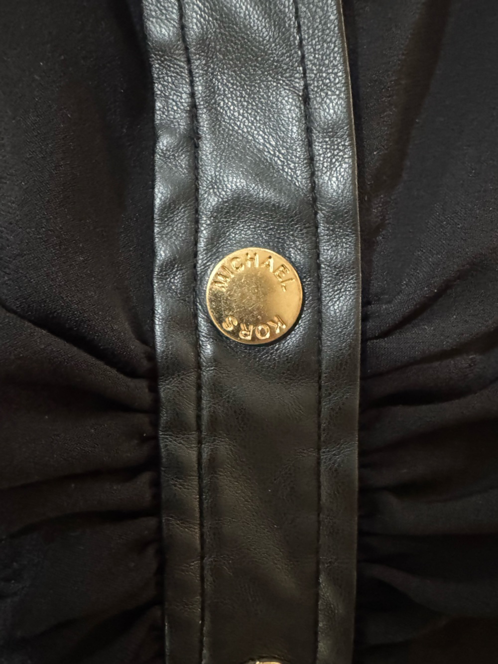 Michael Kors Button-Front Midi Shirt Dress with Faux Leather Trim - Picture 9 of 9